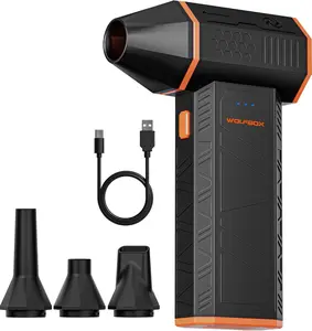 WOLFBOX Adjustable Cordless Compressed Air Duster with 3 Nozzles & USB Cable for Versatile Cleaning Tasks