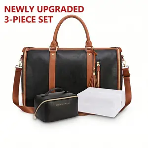 3-Piece Set Convertible Garment Bag With Shoulder Strap, 4-in-1 Nylon Suit Travel Bag, Foldable Storage For Business Trips, Set Includes Independent Cosmetic Makeup Bag