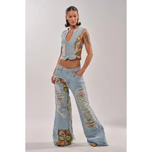 GUESS WHO STRIPE DENIM WITH BROCADE