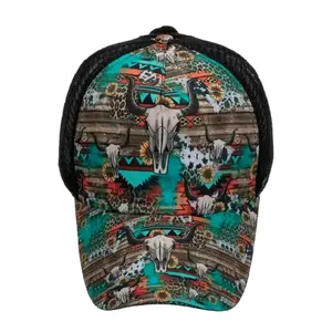 Women's Western Style Caps - Mesh Lined Hats in Polyester, Cotton, and Spandex Blend with Stretch Strap