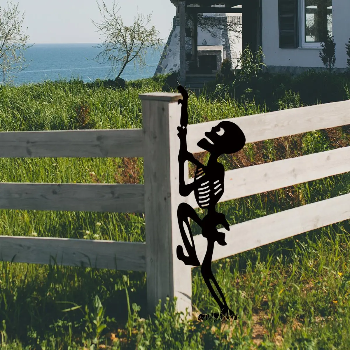 Halloween Skeleton Garden Decoration, Scary Skeleton Metal Stand for Fall Haunted Atmosphere, Outdoor Decor for Halloween Parties, Patio Yard Decoration, Party Decoration