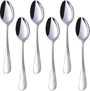 HANSGO Teaspoons Stainless Steel, 6 Piece Dinner Spoons Set 6.7 inches Dessert Spoons Use for Home, Kitchen or Restaurant