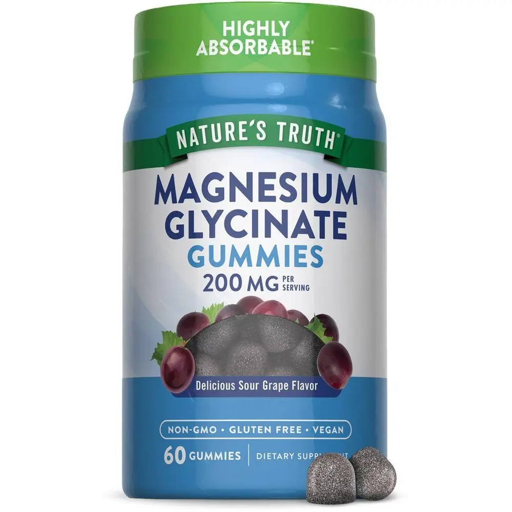 Nature's Truth Magnesium Glycinate 200 mg Gummies - 60 Count - Sour Grape Flavor