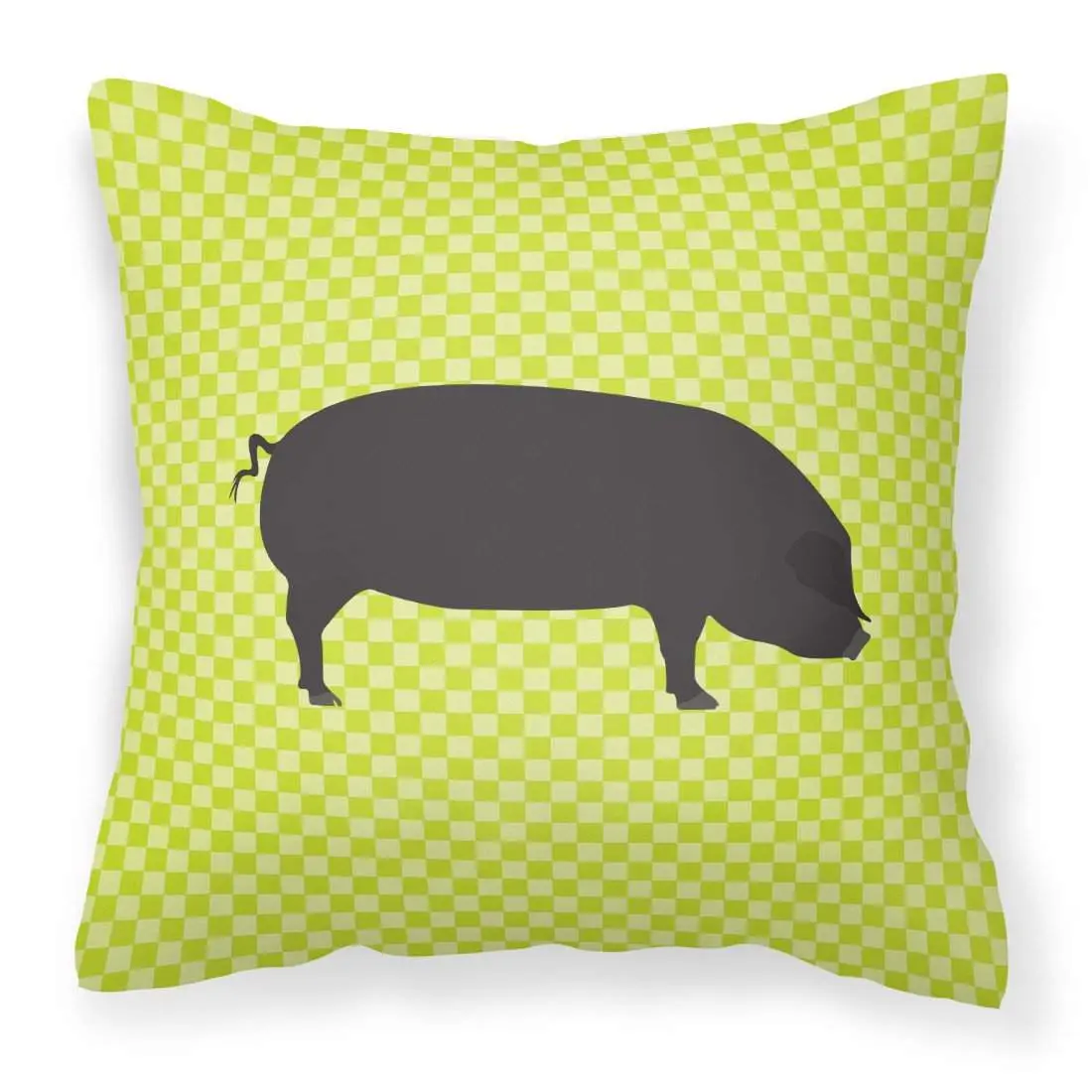 Devon Large Black Pig Artwork Print Decorative Pillow, Durable Green Fabric, Handcrafted in the United States, Indoor Cushion, BB7757PW1818, Waterproof