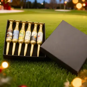 Golf Lover Holiday Gift Set 6 Pack Beer Bottle Golf Tees with Different Funny Prints in Gift Box Packaging Perfect for Golf Enthusiasts