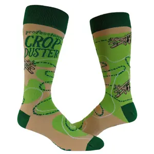 Men's Crop Duster Socks Funny Farting Bathroom Humor Airplane Graphic Novelty Footwear Funny Graphic Socks Comfortable Fitted Spandex Cotton