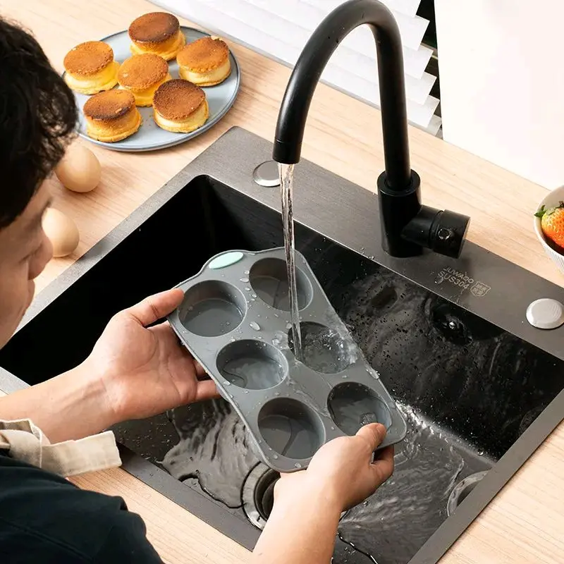 Silicone Insulated Edge Muffin Pan, High Heat Resistant Non-Stick Cake Tray,12 H