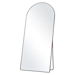 fathersdaygift VEVOR Arched Full Length Mirror, 71''x 32'', Large Free Standing Leaning Hanging Wall Mounted Floor Mirror with Stand Aluminum Alloy Frame, Full Body Dressing Mirror for Living Room Bedroom, Black