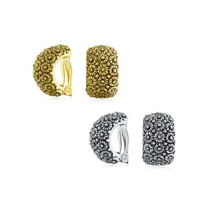 Sunflower Flower Clip On Earrings Non Pierced Ears Oxidized 14K Gold Plated Rhodium (Set of 2)