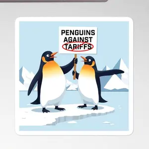 Penguins Against Tariffs Protest Stickers, Anti-Trump Sticker, Political Meme Troll Decal, Anti-Tariff Sticker, Resist Oligarchy Decals