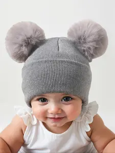 Newborn Knit Hat Bonnet for Babies 1-3 Years Old, Warm Winter Beanie for Outdoor Use, Casual Style Moderate Fabric, Daily Commute Cap