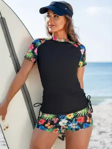 Women's Conservative Sporty Shorts Tankini Swimsuit, Two-Piece Swimwear Set, Comfortable and Stylish Beachwear, Perfect for Pool and Vacation Rash Guard Swimsuits