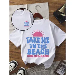 Pullover  Short Sleeve T-Shirt, Comfortable & Fashionable Student/Young Summer Top, Girls Favorite