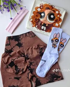 Only T-shirt included, socks and accessories not for sale, Powerpuff Girls GYM Tee, Minimalist Cartoon Shirts, Retro Vibe, Soft Cotton, Streetwear Essential, Cute Fit