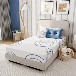 Twin Mattress for Kids, 8 Inch Charcoal Gel Cooling Memory Foam Bunk Bed Mattress in a Box, Medium Fiberglass Free Mattress Made in USA, CertiPUR-US Certified, Blue