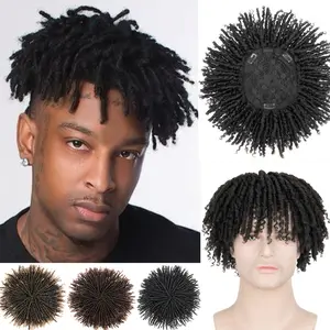 5 Inch Short Dreadlock Clip In Hair Topper Half Wig for Men Synthetic Faux Locs Dreadlocks Hair Toppers toupee for Men Black Wiglets Hairpieces with Thinning Hair Curly 14*18cm