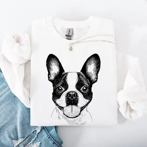 Boston Terrier, Pet, Dog Breed Sweatshirt, Crew Neck, Women's, Crewneck