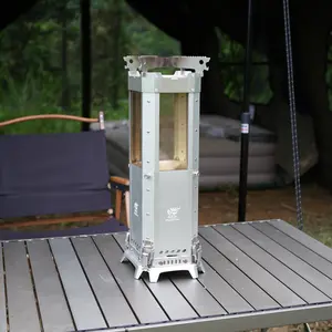 BIGGERFIRE Secondary Combustion Low Smoke Camping Stove Aluminium Tabletop Fire Pit for Outdoor Safe Burning Fueled Pellets Portable Camp Stove with Carry Bag for Backyard Patio Garden