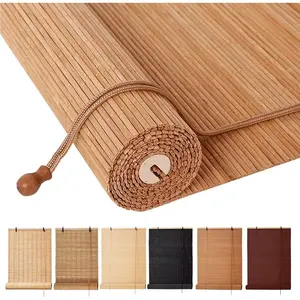 Easy to Install Bamboo Blinds Custom Sizes Roll Up Roller Shades for Indoor Windows Indoor Outdoor Patio