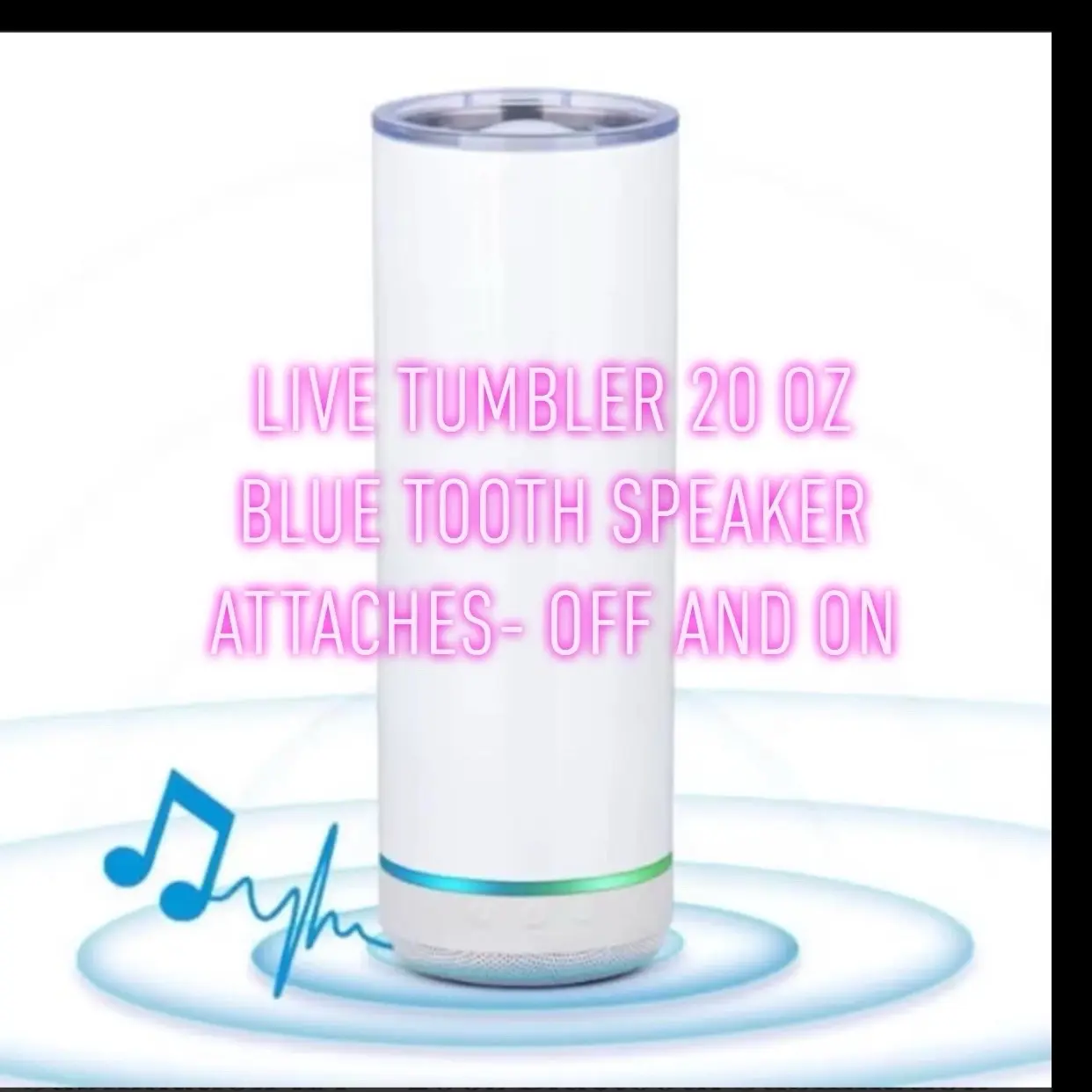 Customizable Stainless Steel Tumbler with Built-In Bluetooth Speaker - 20oz - Bottle, Drinkware
