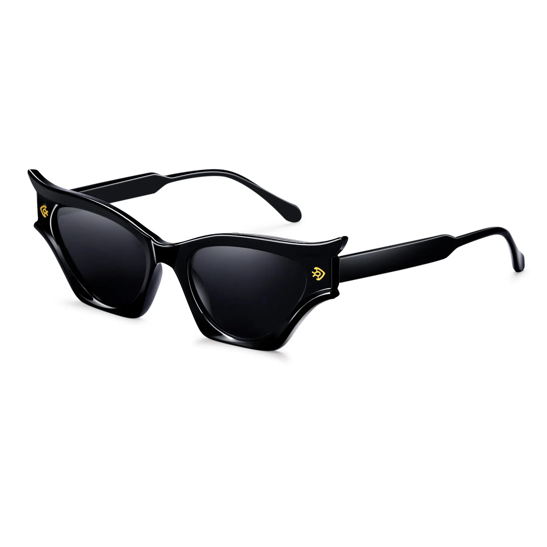 Women's Modern Retro Curved Cat Eye Sunglasses - Full Rim Polycarbonate Bat-Shape, Anti-Glare UV-Protection Lenses, Stylish Decorative Jumping Design, Whimsy Funky Unique Accessories, Avant-Garde for Driving