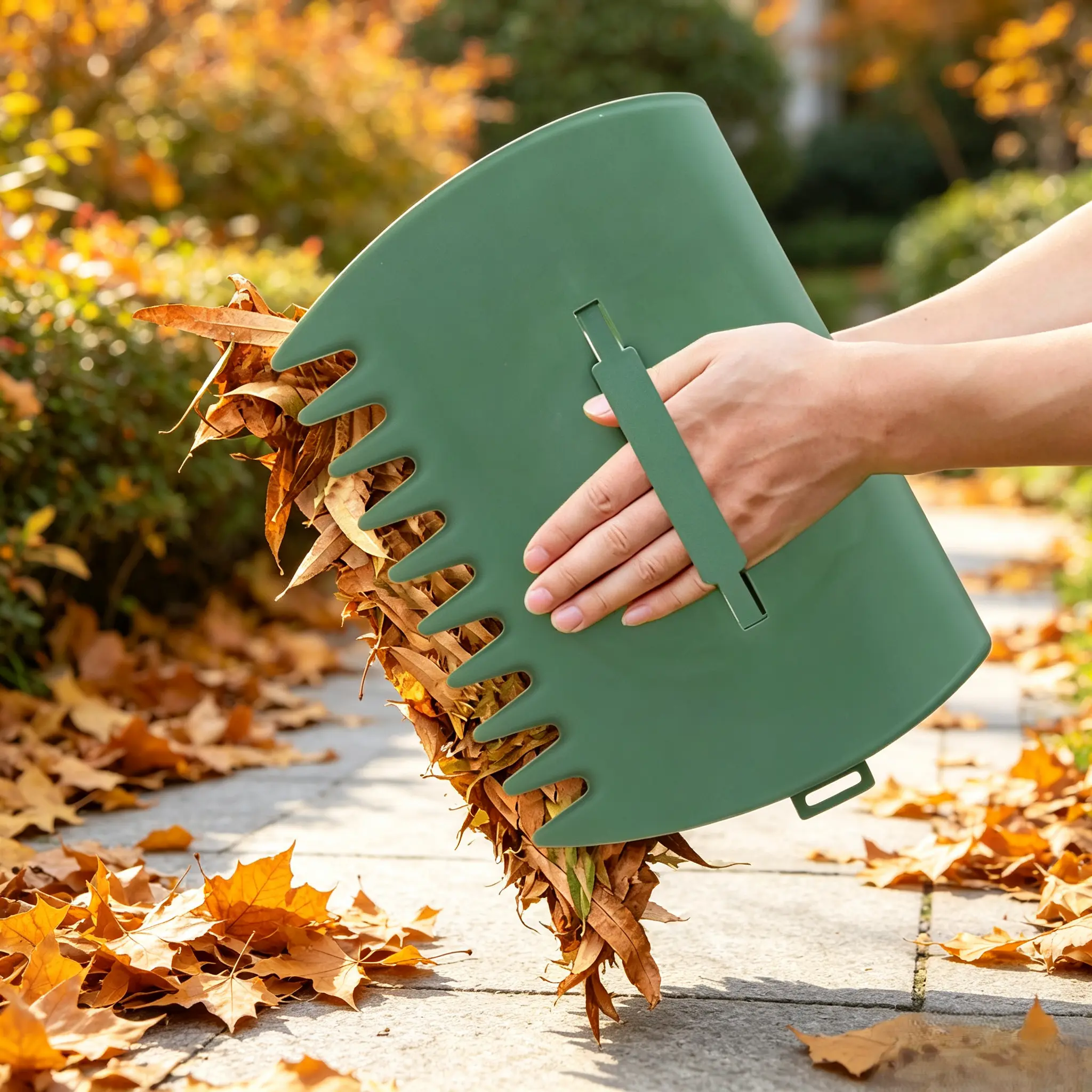 ECOS INNOVATION Large Plastic Leaf Scoop Hand Rake - Durable, Practical Outdoor Gardener's Tool with Hand Grip for Leaves, Grass Clippings - Home Improvement Garden Supply