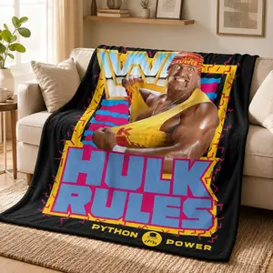 Hulk Hogan Wrestling Flannel Blanket Ultra Soft Cozy Plush Throw Blanket Wrestling Fan Bedding Blanket for Bed Sofa Couch Bedroom Living Room Bedspread Decor Birthday Christmas Gift for Boys Girls Kids Adults