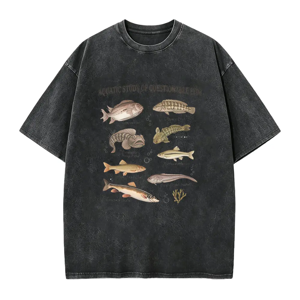 Funny Fish Shirt for Men, Vintage Fishing Tee Gift for Dad Fisherman, Ocean Nerd Graphic Retro Style T-Shirt
