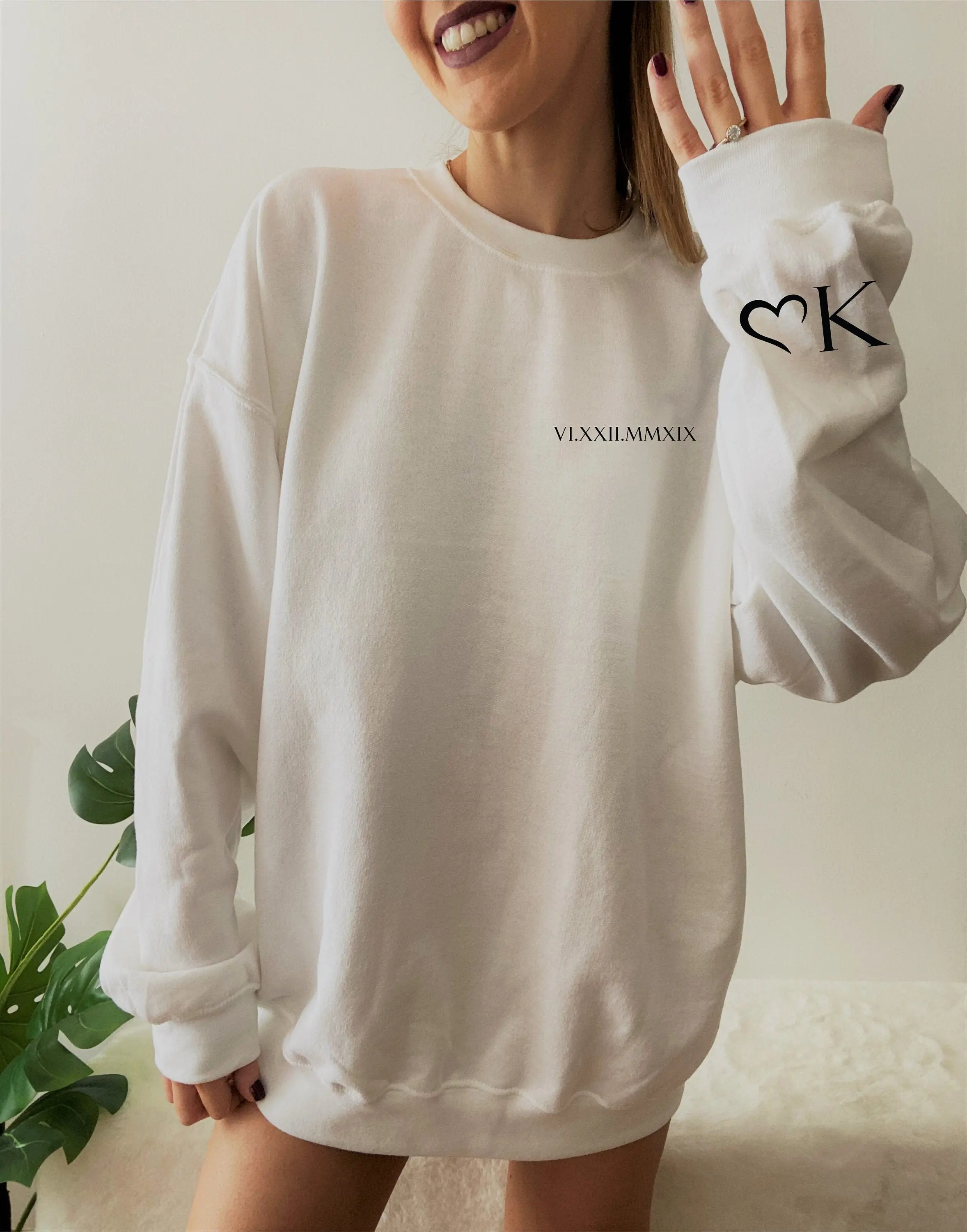 Custom Anniversary Sweatshirt, Custom Roman Numeral Sweatshirt, Women's Custom Date Hoodie, Personalized Memorial Gifts For Her, E5810