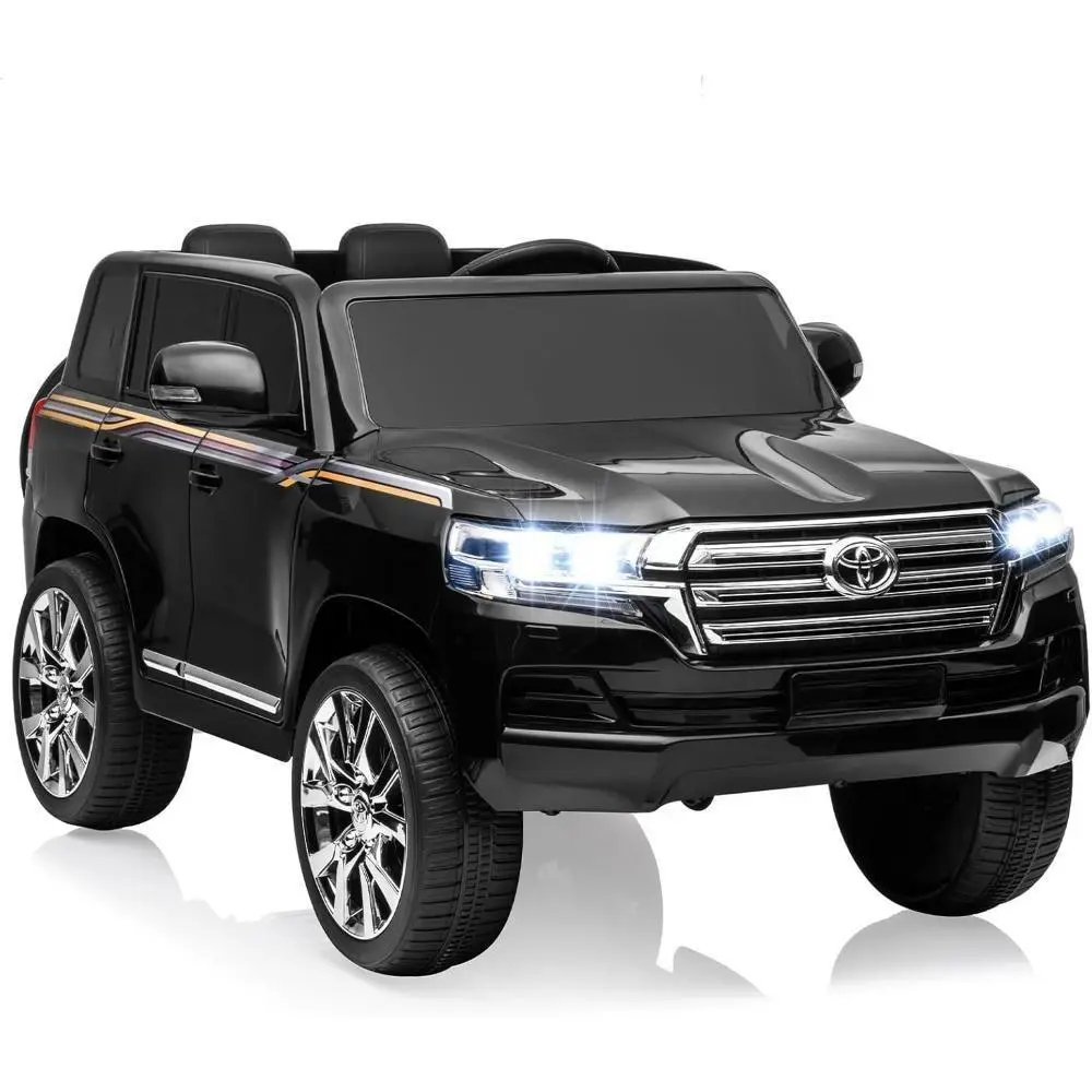 Unisex 12V Kids' Electric Ride-On Car (Black) for 3-8 Years - Parent Remote Control, 3-Speed Smooth Performance, Spring Susp, LED Lights, Built-in Songs & Horn, Dual Locking Doors, 2+ Hours Runtime, Indoor/Outdoor Play