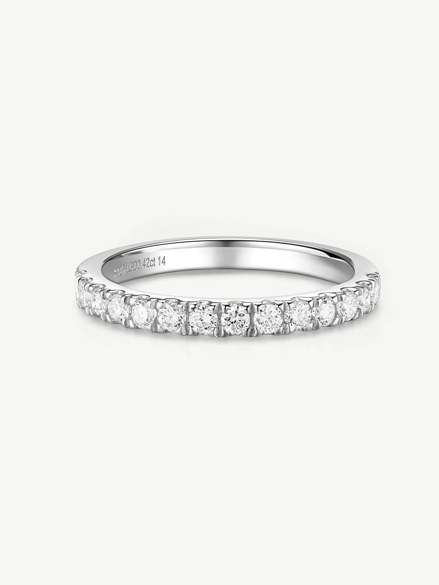 "Eternal Glow" Lab grown Diamond Half Eternity Wedding Band Ring in Sterling Silver