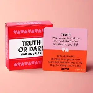 Truth Or Dare Themed Card Game, 1 Box Adult Couples & Family Game Cards, Party Tabletop Games Supplies for Indoor & Outdoor, Board Games（Size：2.44inches*2.44inches)）