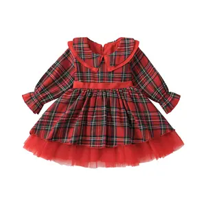 Toddler Baby Girl Christmas Dress Buffalo Plaid Tulle Tutu Skrit Princess Dress Xmas Clothes Outfit for Kids 3M-7T