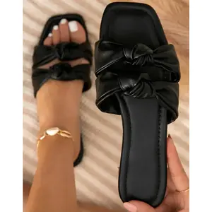 Twin Bow Anti-Skid Summer Flats - Stylish Design for Comfortable Footing in Summer Season