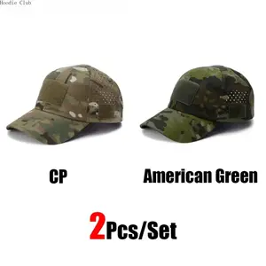 Men's 2PCS Camouflage Baseball Cap Set - Tactical Outdoor Sun Hats with Glasses Hole, Adjustable Mesh Breathable Bag Accessory for Hiking, Summer Casual Wear