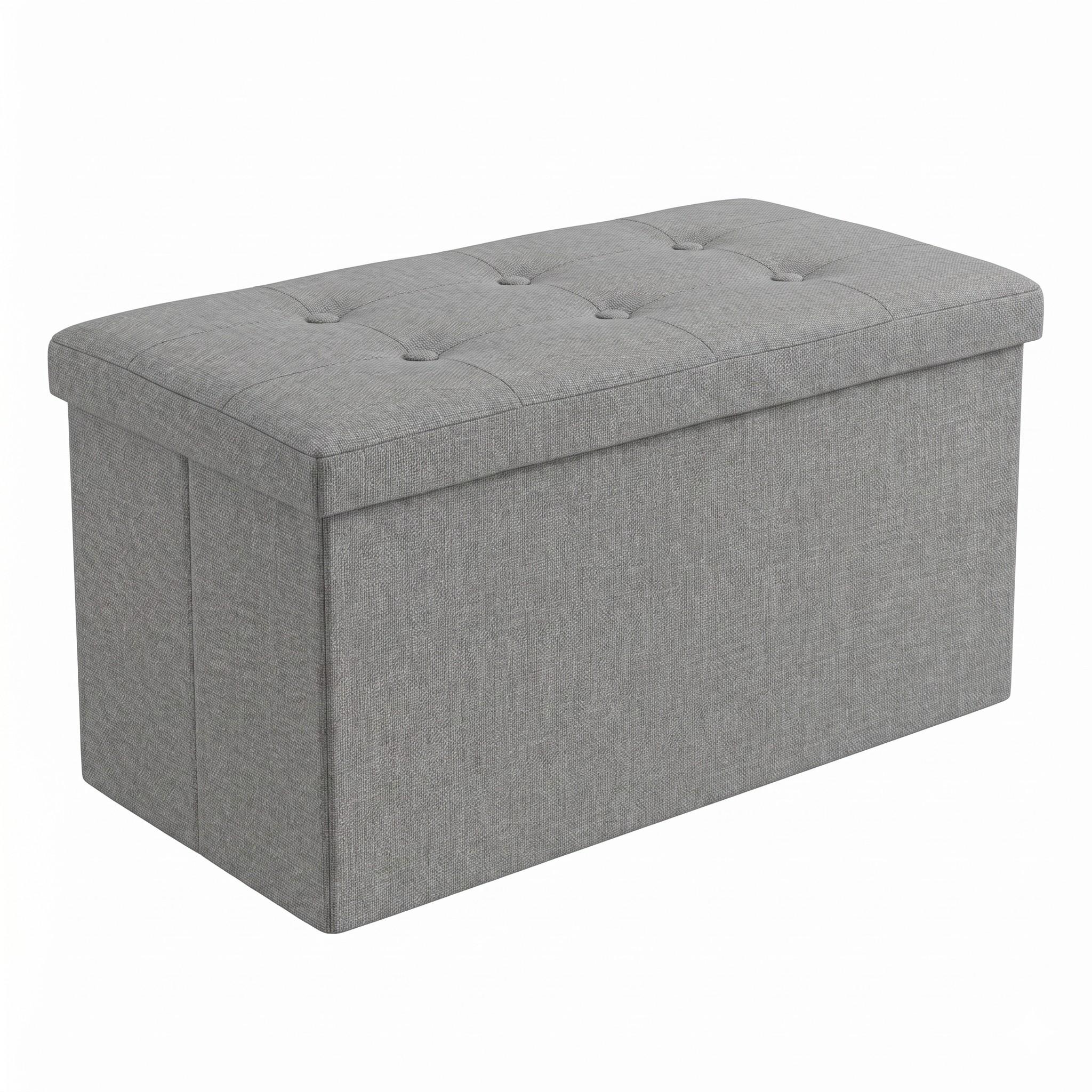 Favorer Florence 30" Tufted Upholstered Folding Storage Ottoman Bench - Indoor Furniture Footstool, Room Decor, Living Room Decor, Household Items, Apartment Stuff, Organizer Storage Solution, House Decor