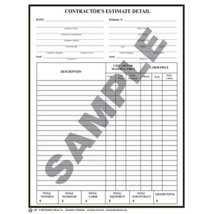 222 - Contractor's Estimate Detail Pack of 50 Forms