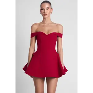 Raquel Babydoll Corset Mini Dress - Red