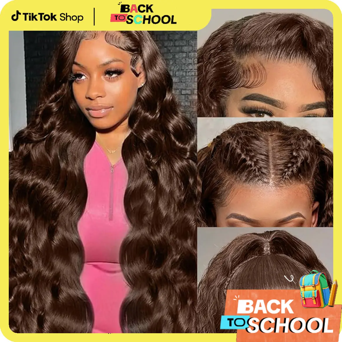 Mamushow #4 Chocolate Brown and #1 Jet Black 13x6 Body Wave Full Lace Frontal Human Hair Wigs #TikTokShopBackToSchool#SohoChic