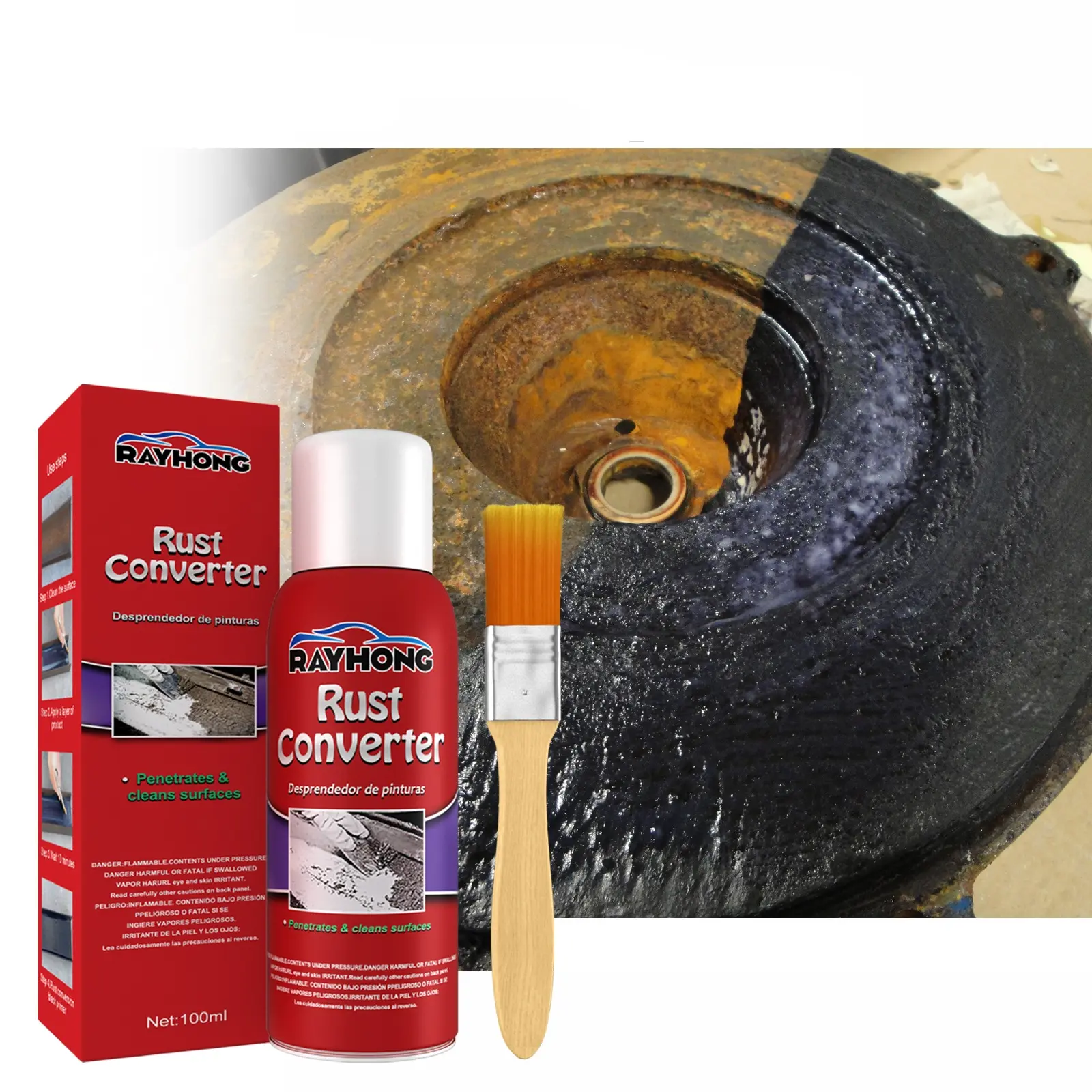 ProShield Rust Converter Primer 100ml - Water-Based Formula for Automotive Metal Protection with Easy Apply Brush Included