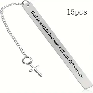 Stainless Steel Bookmark, 15pcs/set Inspirational Bible Verse Bookmark, Christian Gift for Friends, Family, Prayers, Birthdays, Baptisms, Easter