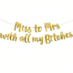 Elegant and chic bachelor/bachelorette/Mrs party gold glitter banner and sash set - bachelor/bachelor party decorations, gifts and supplies