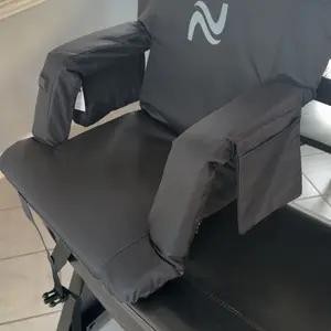 Naudacaa Heated Stadium Seats for Bleachers with Back Support and Wide Cushion, USB 3 Levels 6 Reclining Positions & Arm Extra Portable Seat Foldable Chair（Power Bank Not Included）