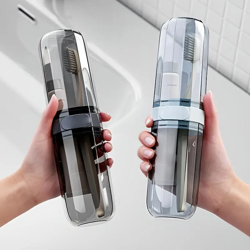 Portable Travel Toothbrush & Toothpaste Cup, 1 Count Clear Toothbrush Holder, Toothbrush Storage Box, Bathroom Accessories for Home & Travel, Toothbrush Protector