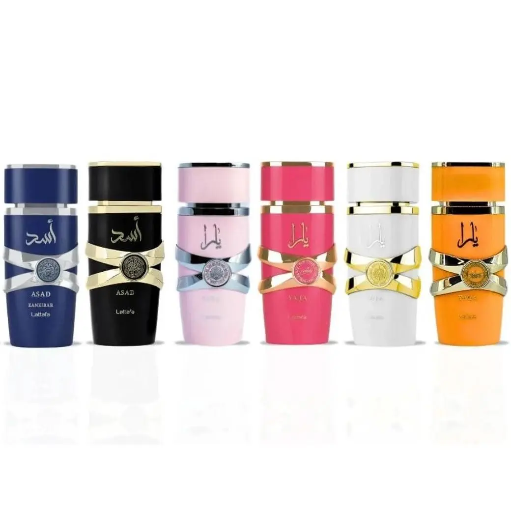 Lattafa Perfume Set – Collection of 6 x 3.4 Oz (100ml): Pink Yara, Yara Moi, Yara Tous, Yara Candy, Asad & Asad Zanzibar – Long Lasting Eau De Parfum Gift Set for Women & Men