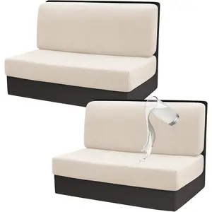 RV Dinette Cushion Covers Set of 2, Waterproof Stretch Camper Cushion Covers, Sectional Couch, Includes 2 Backrest Cover & 2 Bench Cover (Beige)