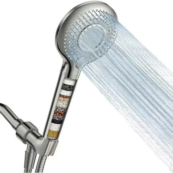 Filtered Handheld Shower Head ,High Pressure 3 Spray Modes,15 Stage Hard Water Filter Showerhead Removes Chlorine, Improves Dry Skin & Frizzy Hair for Baby Sensitive Skin, Adjustable Flow Rate Showerheads & Handheld Showers, Built-In Filter Screen Showerh