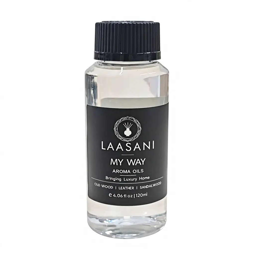 LAASANI My Way Diffuser Oil 120ml - Old Wood Leather Sandalwood Fragrance for Luxury Home, Hotel and Spa
