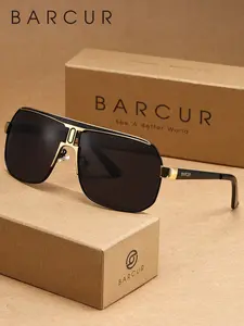 BARCUR Casual Square Polarized Sunglasses, Ultra-Light Stainless Steel Frame, Unisex Uv400 Protection, All Seasons Gift Box Packaging