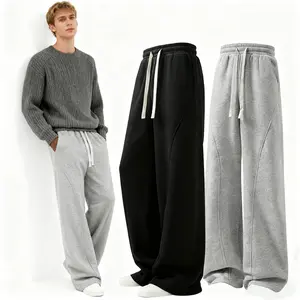 pants men sweatpants Men's Solid Thermal Lined Drawstring WaistPants,Casual Comfy Loose Fitting Trousers for Fall &Winter, Men's Bottoms for Daily Wear, Relaxed Fit, fleece sweatpants，school season Beige Black